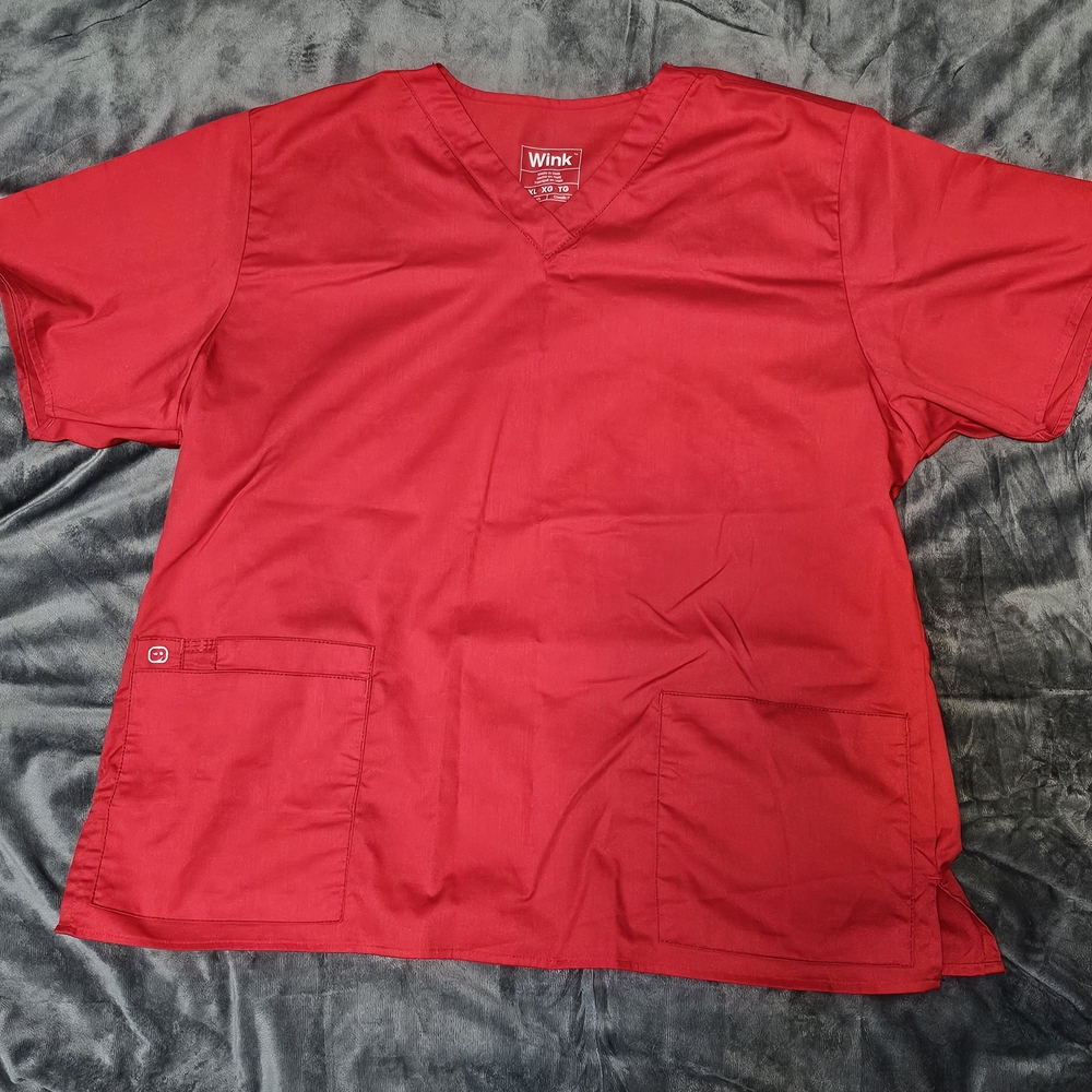 Wink V-Neck Red Scrub Top
